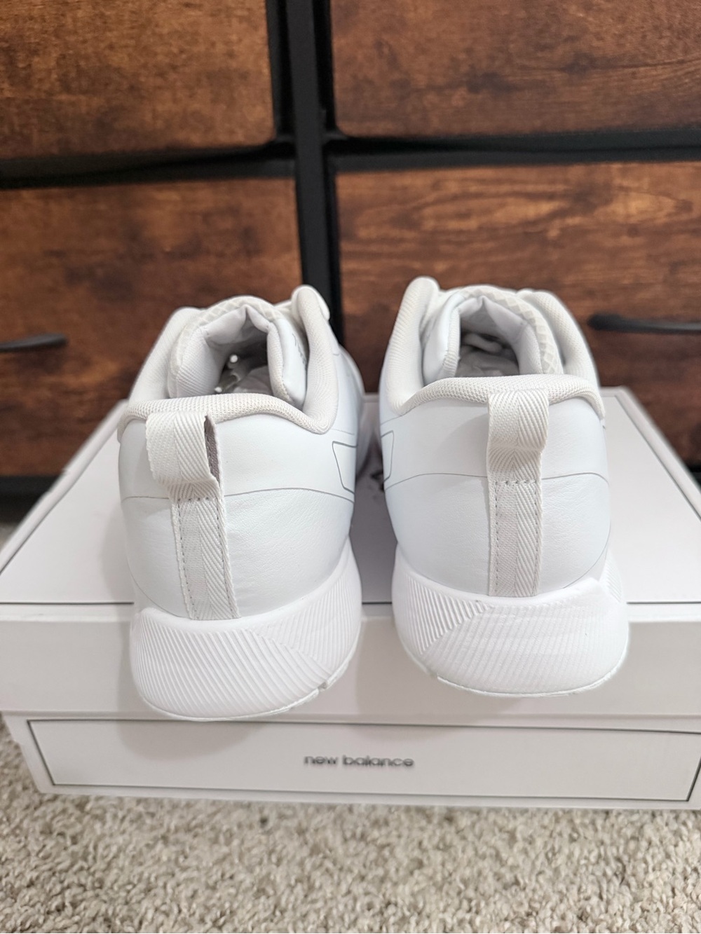 New Balance White Athletic Sneakers with Pink Sole Accent - Picture 3 of 5